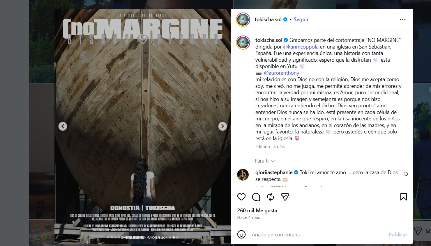 Tokischa anunció en redes que se trataba de promoción para su cortometraje rodado en San Sebastián