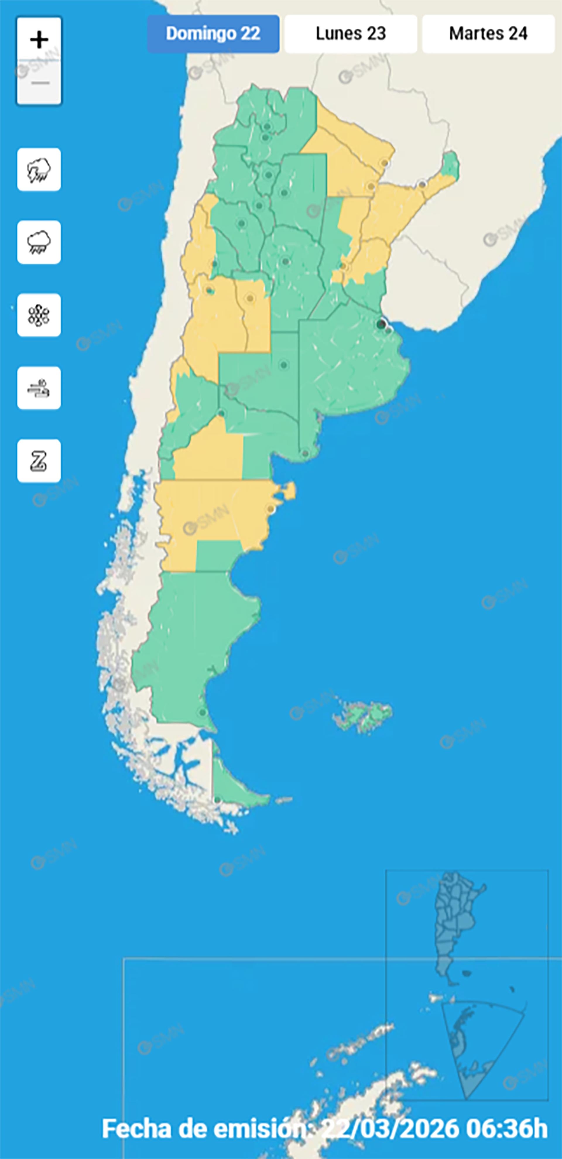 Las distintas alertas en el resto del país