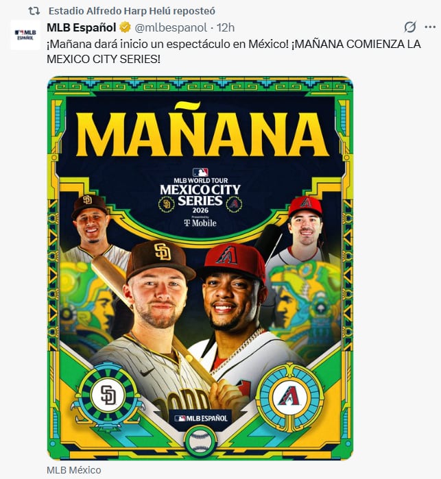 La Mexico City Series 2026 y la participación de los Padres refuerzan el legado del beisbol, los valores y la inspiración en la juventud mexicana. (X/ @mlbespanol)