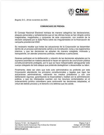 La entidad explicó que sus