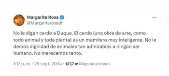 Margarita Rosa de Francisco cuestionó