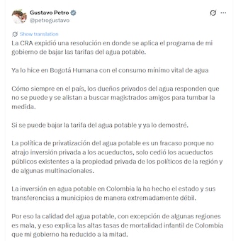 El jefe de Estado cuestionó a los operadores privados del servicio y aseguró que históricamente han rechazado este tipo de reformas regulatorias - crédito @petrogustavo/X