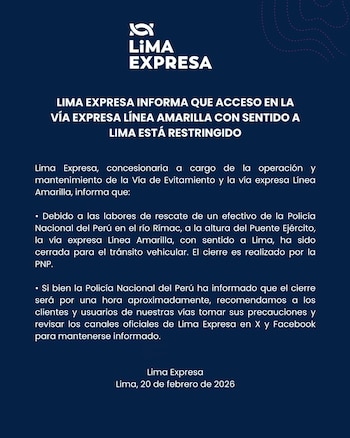 Comunicado de Lima Expresa.