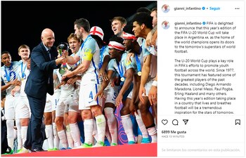 La publicación de Gianni Infantino