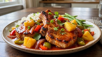 Chuletas de cerdo agridulces: opción fácil y alta en proteína