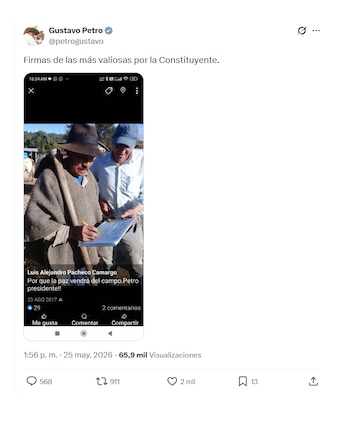 Gustavo Petro publicó imagen vieja para promocionar la constituyente