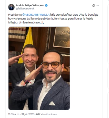 Andrés Felipe Velásquez felicitó al presidente Abelardo de la Espriella en su cumpleaños - crédito @felipecardenal/X