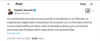 Daniel Briceño le contestó a