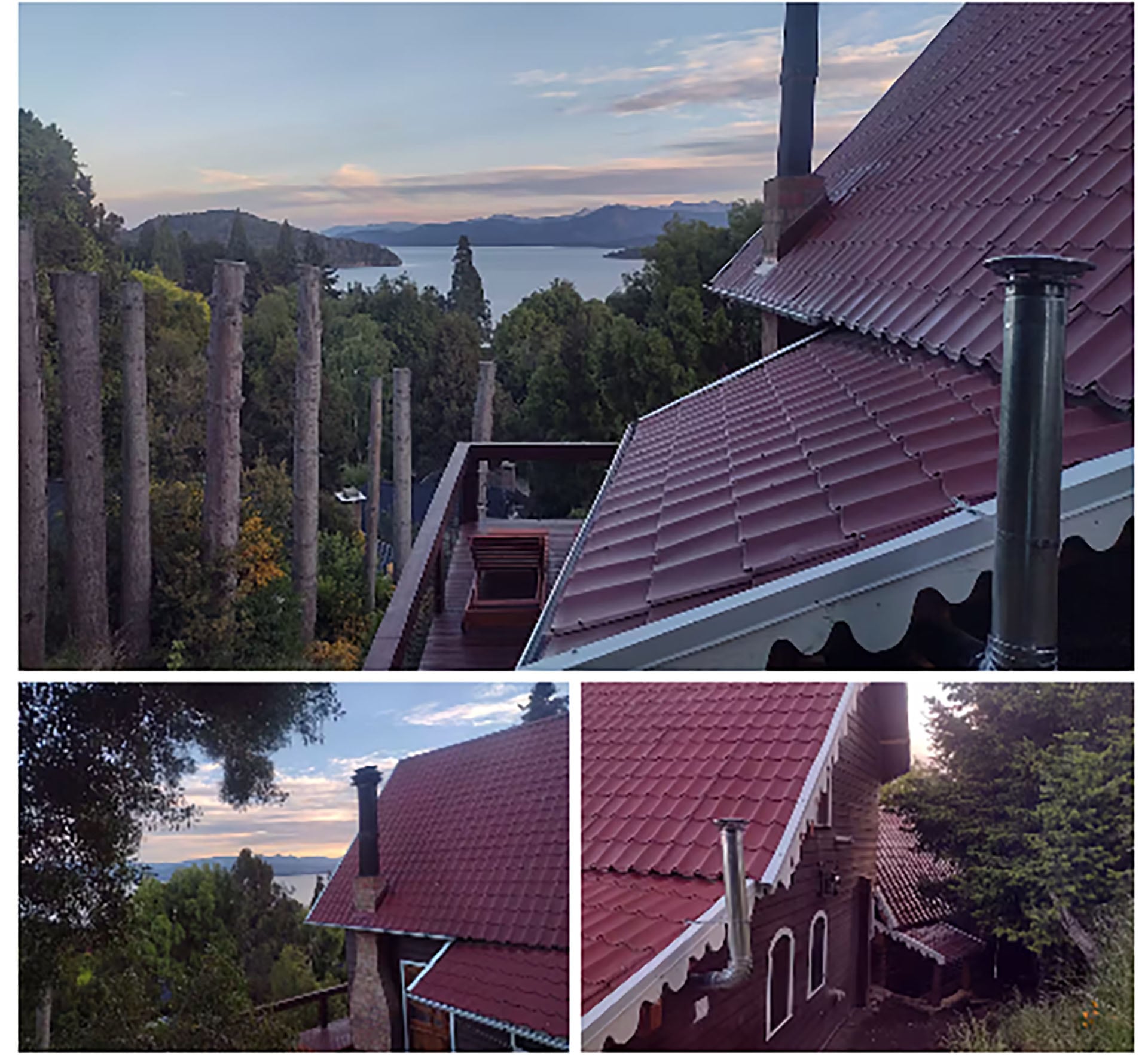 Así luce el exterior de la cabaña, que tiene vista al Lago Nahuel Haupi