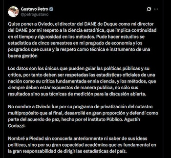 Gustavo Petro - crédito @petrogustavo/X