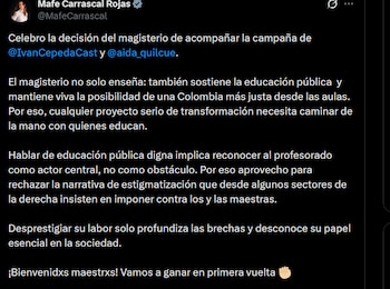 Mafe Carrascal - crédito @MafeCarrascal/X