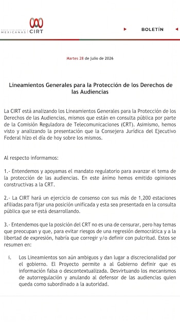 Comunicado Oficial.