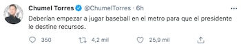 Chumel Torres también se unió a las críticas contra el gobierno por el accidente ocurrido en la alcaldía Tláhuac (Foto: Twitter@ChumelTorres)