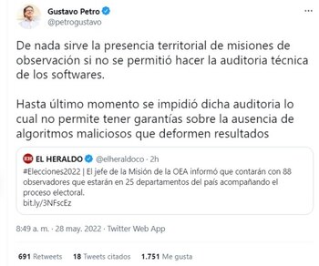 Petro ha dicho que sin