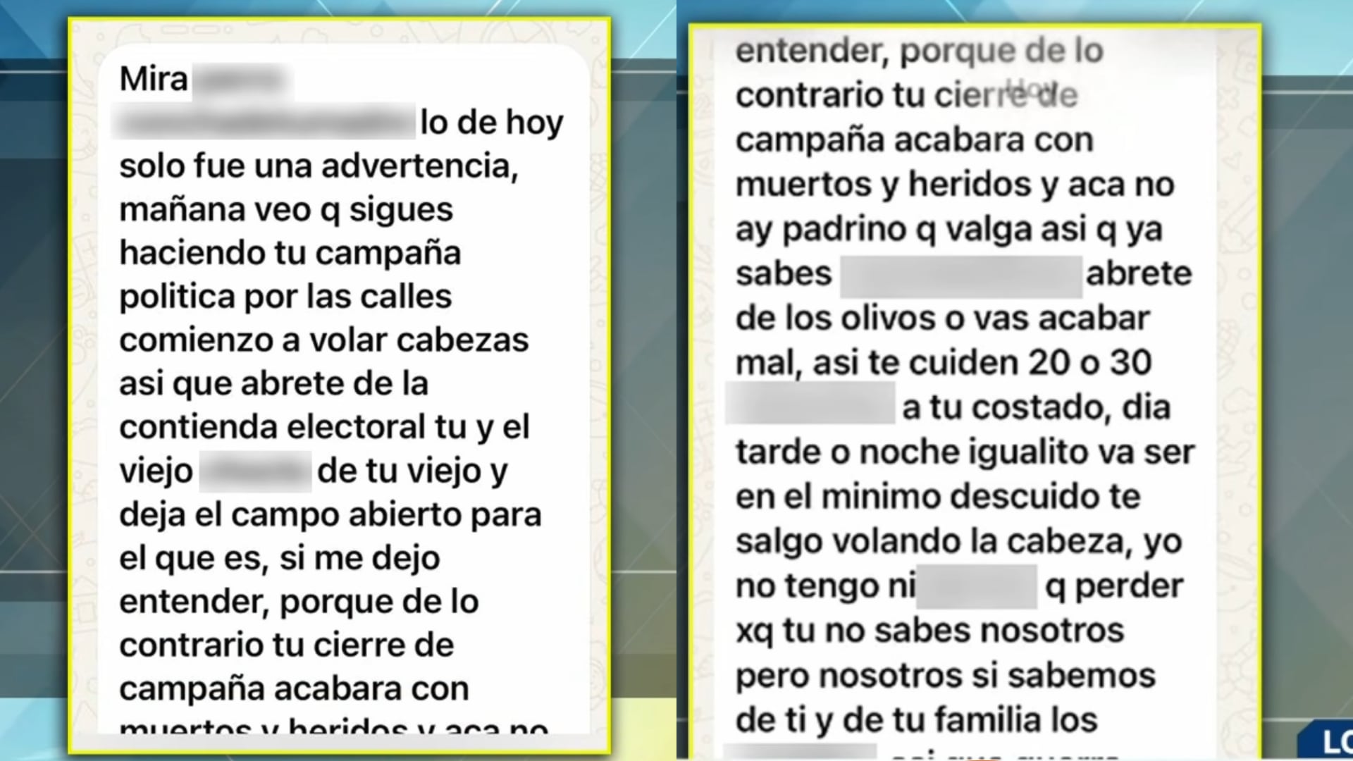 Mensajes de texto con intimidaciones hacia el candidato Felipe Castillo exigen su retiro de la contienda electoral en Los Olivos. (Composición: Infobae Perú / Buenos Días Perú)