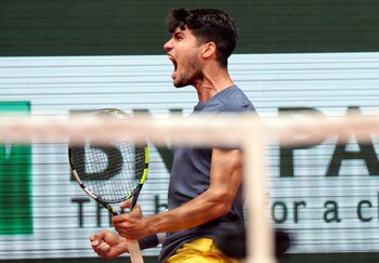 Alcaraz, durante su partido de