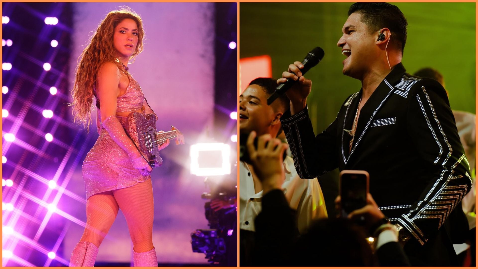Por primera vez, el icónico tema de Shakira, 'Inevitable' sonó en vallenato gracias a la voz de Elder Dayán que la versionó en vivo - crédito @elderdayanoficial y @shakira/Instagram