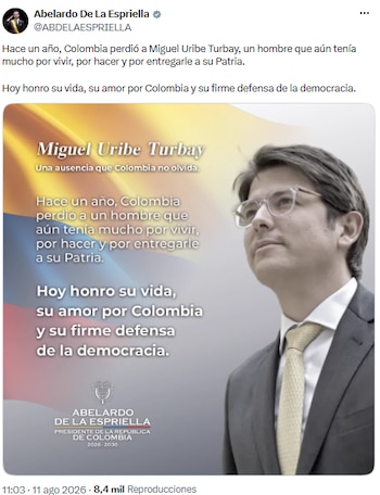 Presidente Abelardo de la Espriella honra la memoria de Miguel Uribe Turbay a un año de su muerte - crédito @ABDELAESPRIELLA/X