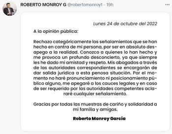 En el mensaje que envió