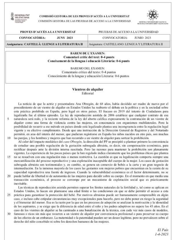 Ana Obregón y los vientres de alquiler se cuelan en la EBAU