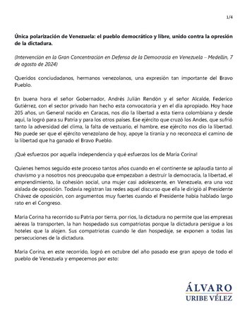 El exmandatario felicitó a los