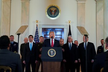 El discurso de Donald Trump sobre Irán el 8 de enero (REUTERS/Kevin Lamarque)