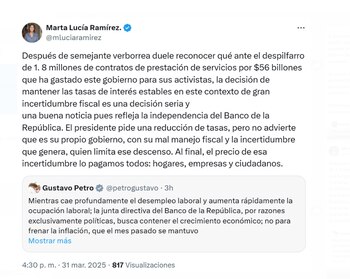 Marta Lucía Ramírez aseguró que