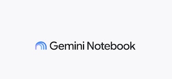 Logotipo de Gemini Notebook con un ícono de arcos concéntricos en tonos azules y violetas a la izquierda