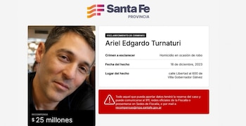 La Provincia elevó a $25 millones la recompensa por datos que permitan esclarecer el homicidio de Ariel Turnaturi