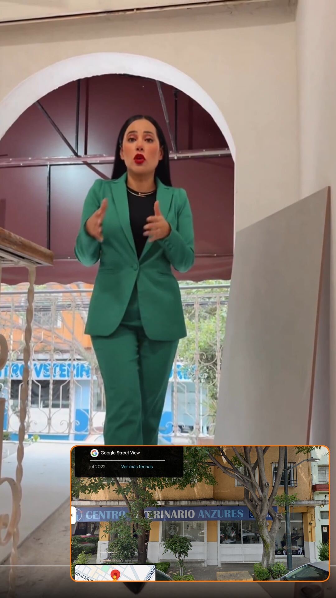 Imágenes mostradas por Sandra Cuevas en un video, coinciden con la ubicación del lugar. (@SandraCuevas_, X / Maps / Especial)