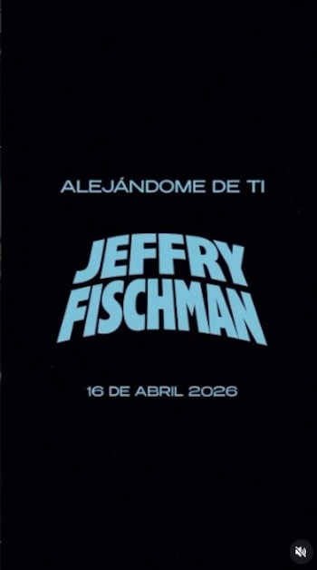 Un fondo negro con el título 'Alejándome de ti' en letras celestes claras sobre un diseño estilizado con el nombre 'Jeffry Fischman' y la fecha '16 de abril 2026'
