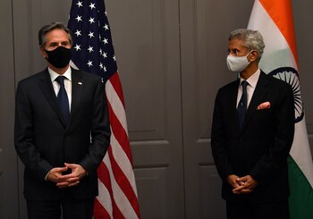 El encuentro entre Antony Blinken y su homólogo indio Subrahmanyam Jaishankar (Reuters)