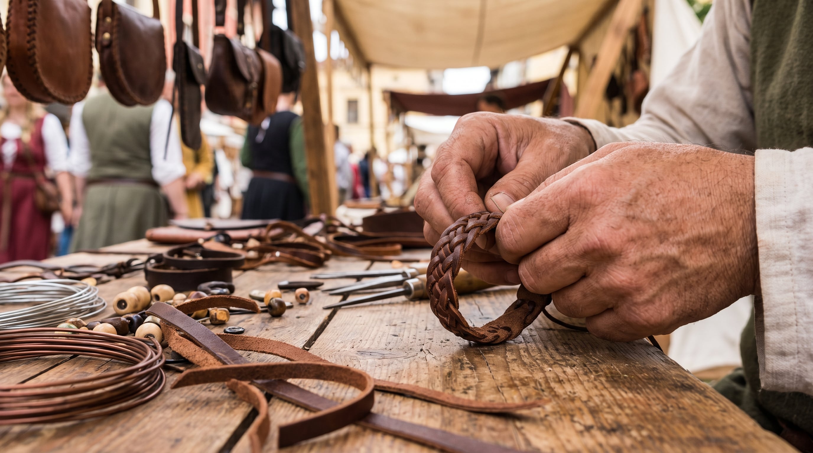 El sábado habrá un taller de brazaletes de cuero a las 19:00 en el mercadillo medieval de Mataelpino. (Imagen Ilustrativa Infobae)