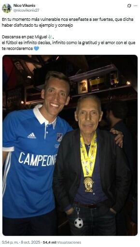Jugadores de Millonarios que coincidieron con Russo lo recordaron tras su fallecimiento - crédito @nicovikonis27/X