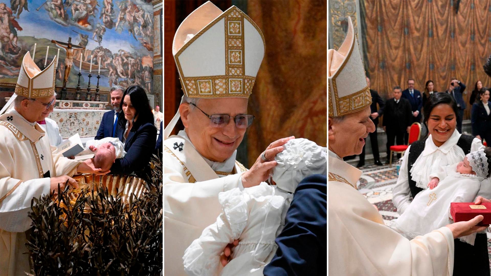 El papa León XIV bautizó a 20 bebés en la capilla Sixtina