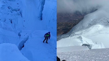 Así es la búsqueda de los montañistas en el Huascarán: guía caminó casi un día hasta los 6.500 metros y revisó grietas del glaciar