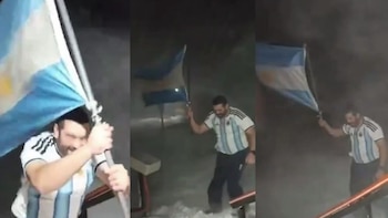 La historia detrás del video viral del suboficial que salió en remera en la Antártida con -30°: “Fue una descarga de los nervios por el partido”