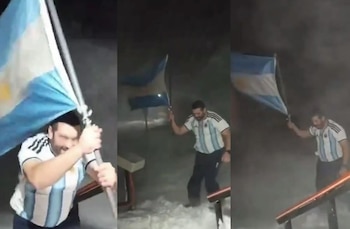 El video viral de Jorge Yrrutia en la Antártida se grabó con una sensación térmica de -30° y vientos de 130 kilómetros por hora (Captura de video)