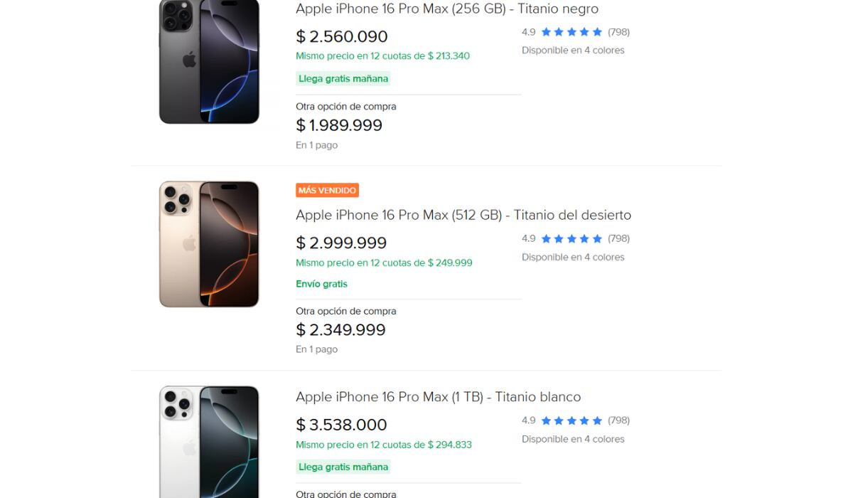 Los precios de este dispositivo pueden variar de acuerdo con el almacenamiento. (Mercado Libre)