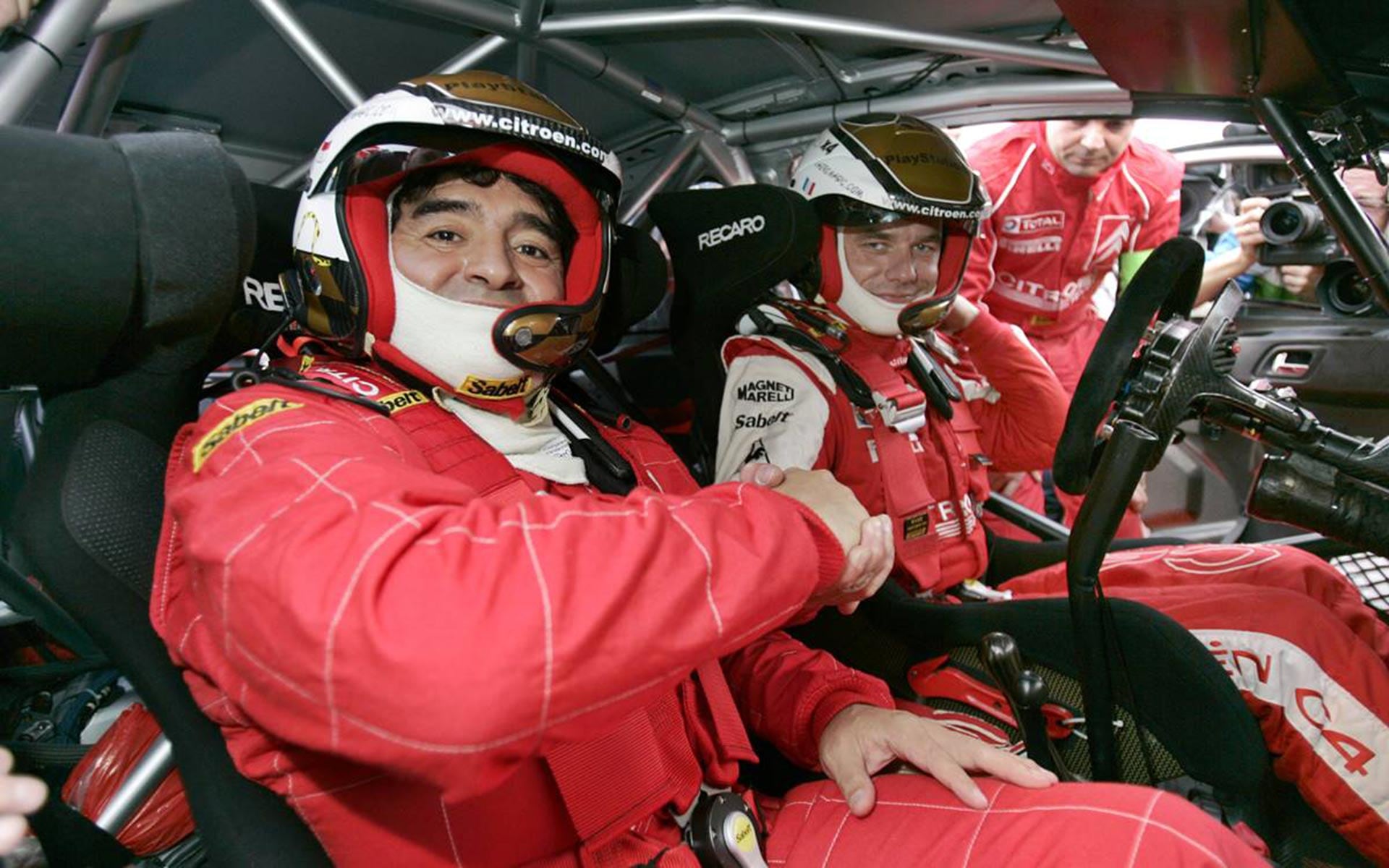 El día que lo llevó a Diego Maradona en el Rally de Argentina 2008 (Gentileza Automundo)