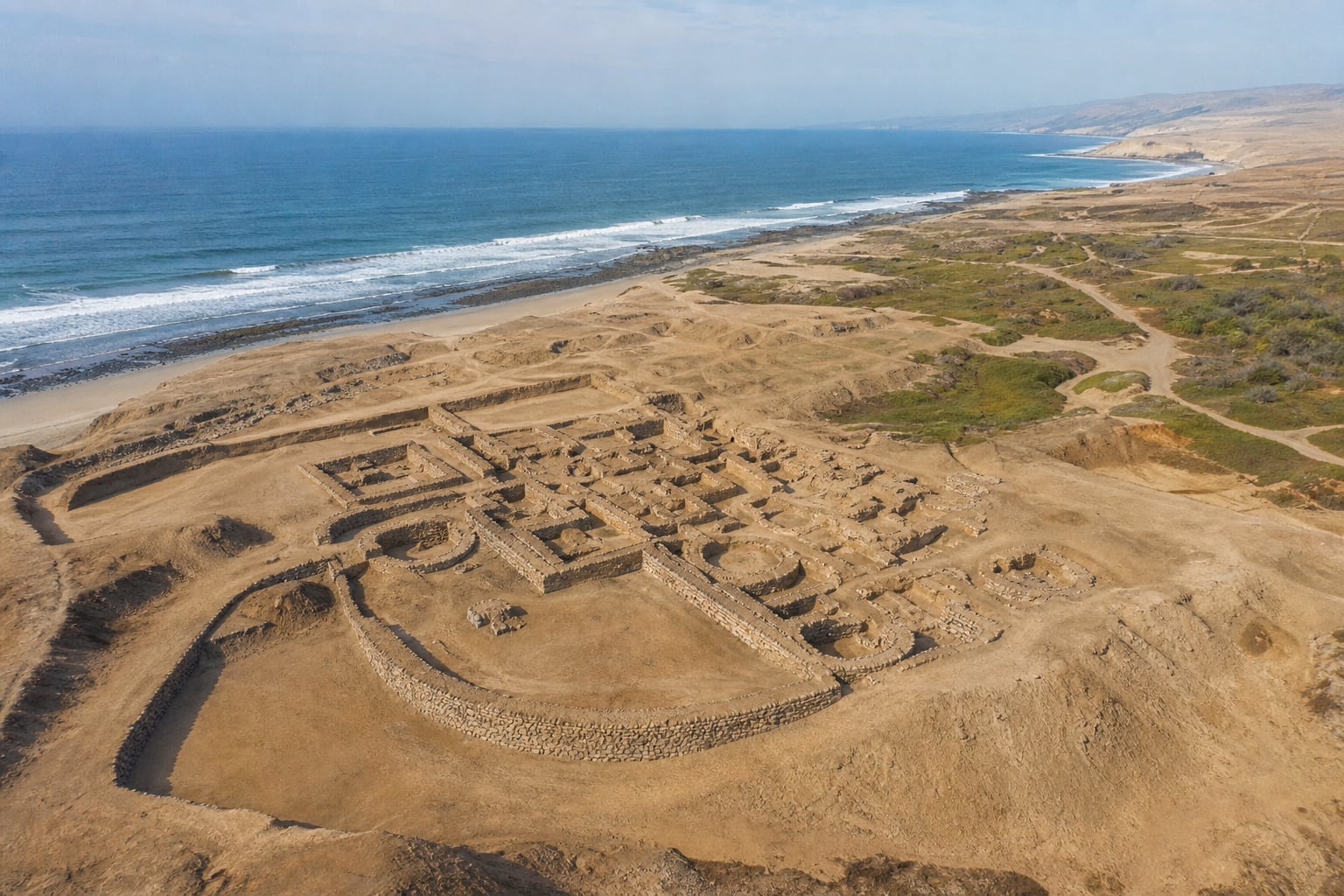 El sitio arqueológico de Vichama se ubica en un terreno árido junto a la costa del océano Pacífico en Perú. (Imagen Ilustrativa Infobae)