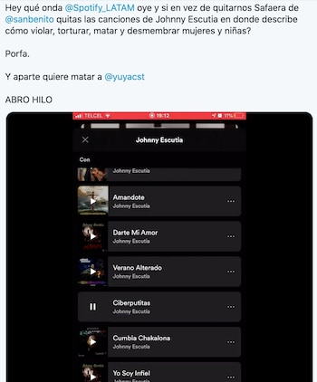 Una usuaria denunció las letras