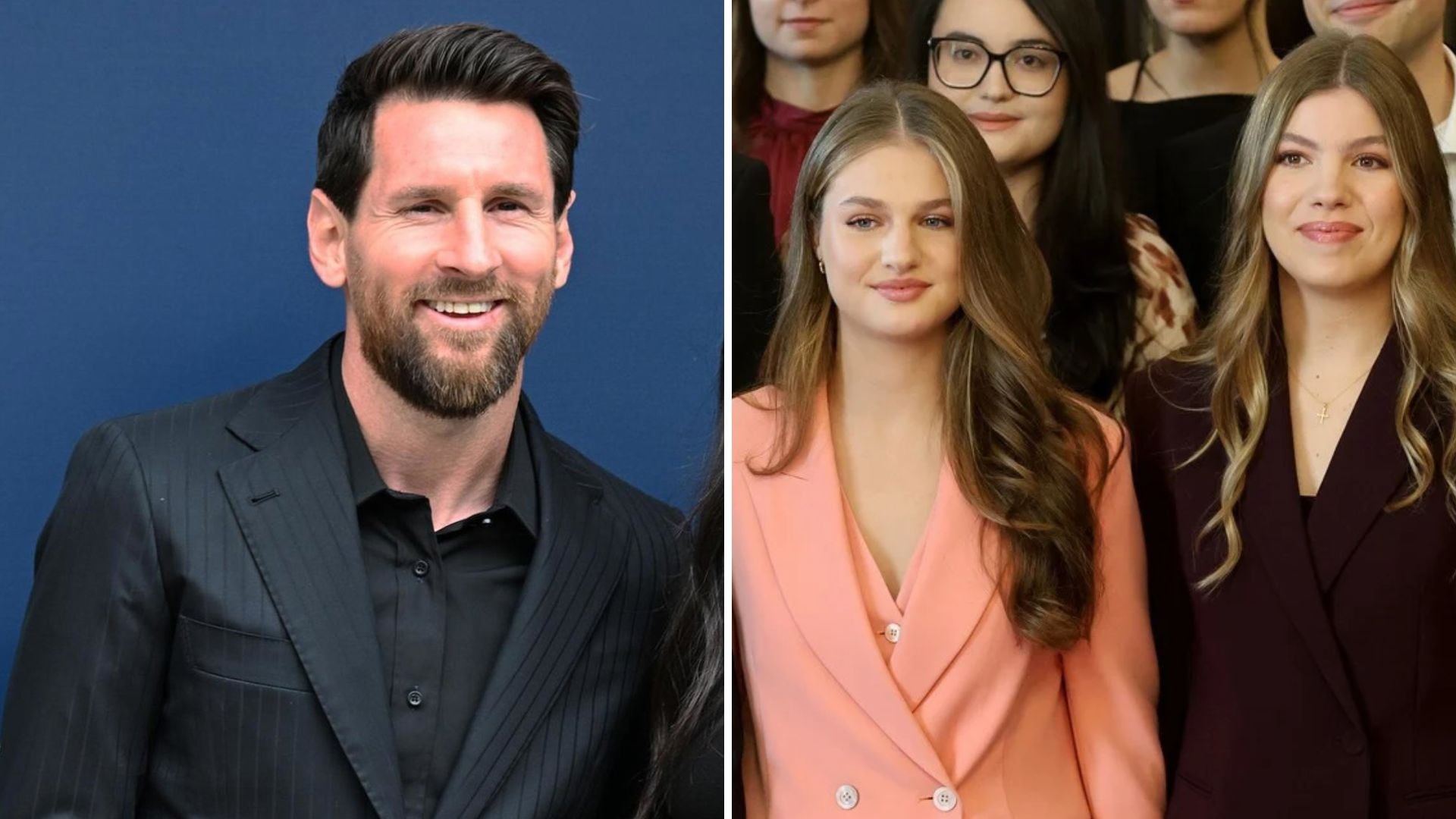 La cena de Leo Messi con la princesa y la infanta horas antes de los Premios Princesa de Asturias (Montaje Infobae)