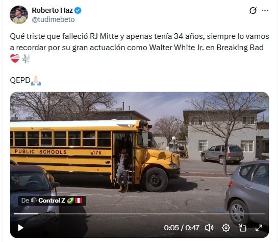 Reacción a muerte de RJ Mitte