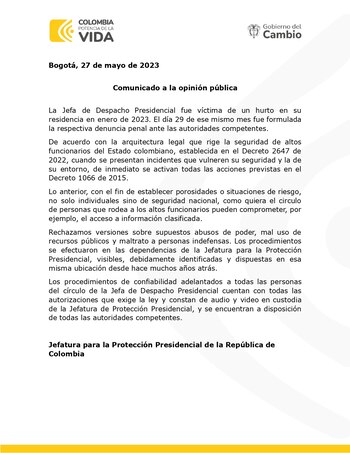 Desde Presidencia se emitió este