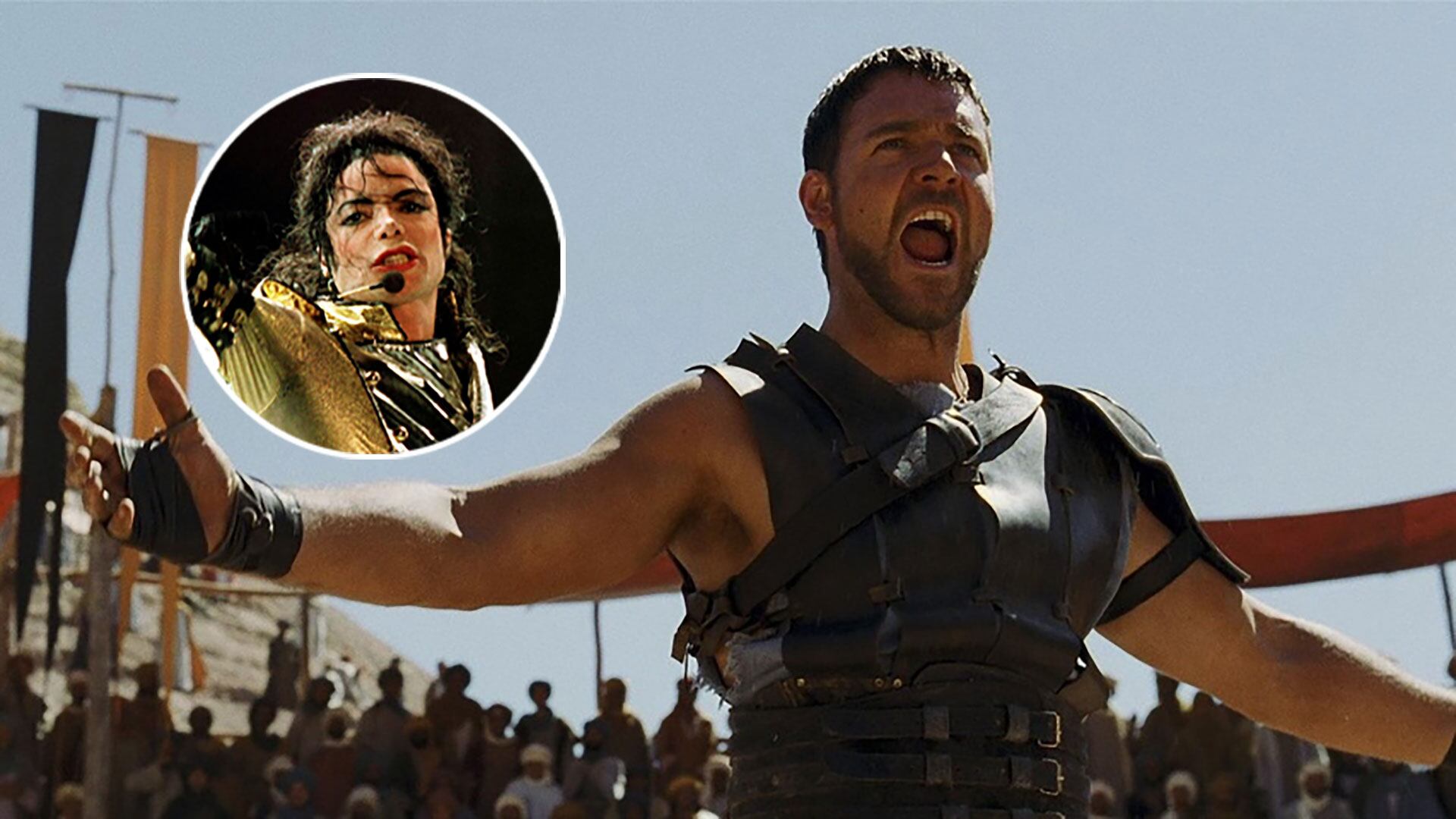 Russell Crowe reveló cómo Michael Jackson solía hacerle bromas telefónicas, incluso sin conocerse en persona (Film.ai/REUTERS)