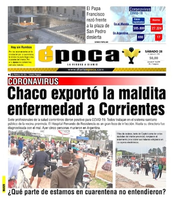 La portada del diario correntino
