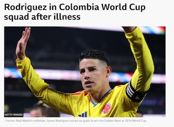 BBC Sports sobre la convocatoria de la selección Colombia para la Copa Mundial de la FIFA 2026 - crédito BBC Sports