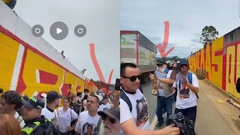 Asistentes al acto frente a la vivienda de Uribe en Rionegro, donde el expresidente señaló la posible presencia de alias Leopoldo Durán durante la manifestación - crédito Álvaro Uribe/X