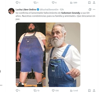 Murió Solomon Grundy (X/ @luchalibreonlin)